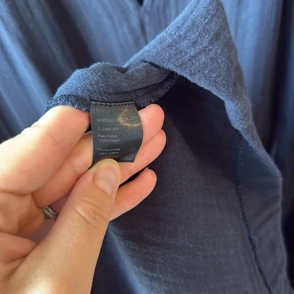 ME+EM Cheesecloth V-Neck Cotton‎ Shirt Dress